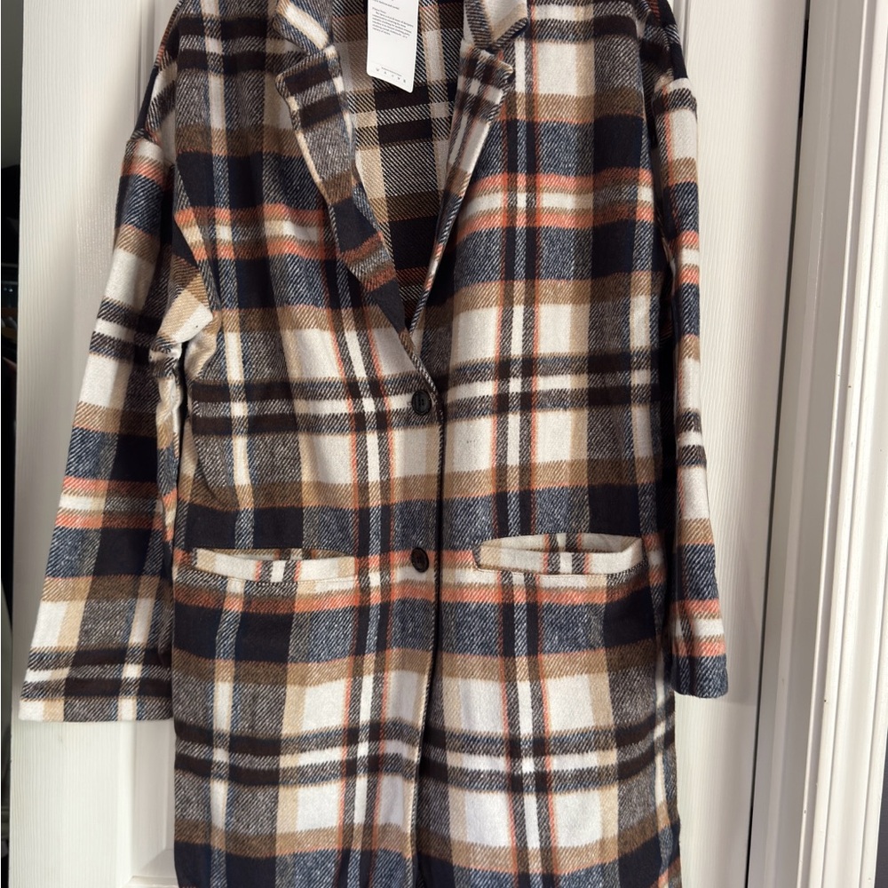 Elegant Plaid Women's Blazer - Black, Brown, White